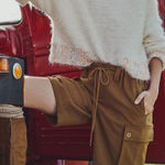 Free People Charli Wool Longline Cargo Shorts In Bronze Brown Photo 0