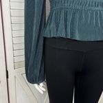 ASTR The Label Zeva Pleated Balloon Sleeve Smocked Blouse Top Deep Teal Medium Photo 6