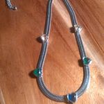 Multi Color Austrian Crystal Stainless Steel Five Heart Station Necklace Photo 2