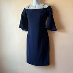 Laundry by Shelli Segal  Navy Blue Off Shoulder Dress Sz 0 Photo 1