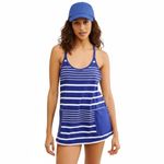 Free People Movement Blue White Striped Hot Shot Mini Dress Pockets and Zipper Photo 12