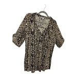 Siren Lily  Brown Tan Leopard Animal Print Ruffle Blouse Baddie Indie Flowy 2X Photo 1