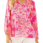 Lilly Pulitzer Elsa Silk Top in Beach Street Whales Print Size XS Photo 0