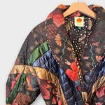 Farm Rio Black Wild Bananas Metallic Reversible Puffer Jacket Size Small Photo 7