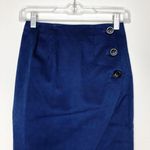 Navy Blue Asymmetrical Midi Pencil Skirt Photo 2