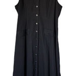 Hillard & Hanson Vintage 90’s Midi Dress Size 10 Black Pinstripe Button Front Photo 0