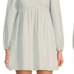Gianni Bini  Sage Green Gingham Mini Milkmaid Dress Long Sleeve Peasant Size 4‎ Photo 0