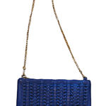 Street Level  Womens Handbag Blue Weave Leather Clutch Crossbody Chain‎ Strap Photo 0