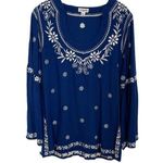 Escapada Floral Bell Sleeve Tunic Blue White Size Small Photo 0
