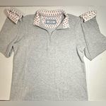 Orvis Sweatshirt Womens Large Gray Flip Cuff 1/4 Zip Pullover Preppy Lightweight Photo 2