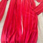Lovers + Friends  pink red wide stripe satin silky long duster cardigan Photo 2