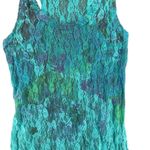 Weavers Blue Teal Lace Sheer Racerback Tank Top Size Small Mermaid Floral Photo 3