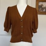 Sézane Sezane Lola Jumper Coffee XS Brown Button-Up Women's Sweater Gold tortoise shell Photo 1