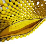 Yellow Hand Beaded Clutch Retro Faceted Bead Zip Pouch Evening Bag EUC Photo 7