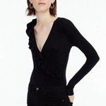 J.Crew Ruffle-front Balletcore One Piece Wrap Bodysuit in Black Size Large Photo 0