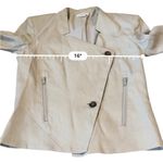 Helmut Lang  Gray Moto Jacket Women’s Size 2 Linen Blend Asymmetric Button‎ Photo 9