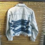 Vigoss L Y2K Blue Distressed Denim Jeans Crop Jacket Photo 2