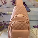 NWT SUGU Emma Diamond Quilted Triple Compartment Crossbody Sling Bag Pink Photo 1