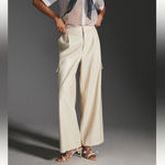 Avec Les Filles Anthropologie avec le filles beige ivory cream leather cargo pants trousers Photo 1