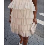 Anthropologie MAEVE by  Tiered Tulle Mini Dress in Taupe Size Small Photo 0