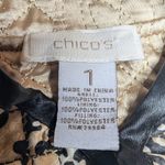 Chico's Black Champagne Gold Snakeskin Print Quilted Satin Open Front Jacket 1 S Photo 3