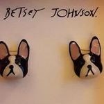 Betsey Johnson Sugar Critters Enamel Black & White Bulldog Stud Earrings NIB Photo 3