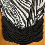 Papaya  Zebra Print Cold Shoulder Sheer Blouse gathered waist, Medallion chains Photo 5
