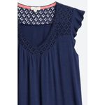 Mason & Belle Mason‎ & Belle Womens Lace Yoke Ruffle Detail Knit V-Neck Davina Top Navy Small Photo 2