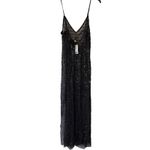 H&M Black Shear Sequin Spaghetti Strap Maxi Slip Dress Cover Up Size L Fishnet Photo 2