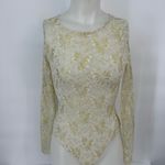 Aria Gold Floral Lace see through Bodysuit Photo 1