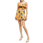 ZARA  Yellow Floral Print‎ Adjustable Strap Ruffled Bust Cropped Top Tropical M Photo 1