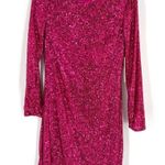 Eliza J NWT  Sequin Lined LS Mini Dress Magenta Pink Size 4 Cocktail Sparkle Glam Photo 1