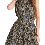 Madewell NWT Gathered Button Front Mini Dress Dark Carob Floral Size Small Photo 0