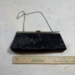Jessica McClintock Black Satin Pleated Evening Clutch Chain Strap Bag Photo 1