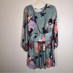 Ella Moon Green Floral Long Sleeve Mini Dress Womens M Boho Peasant Smocked NWT Size M Photo 10