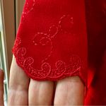 Robbie Bee Elegant Red Dress Embroidered Flowers Holiday Keyhole Back Date Night Photo 3