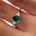 Ladies’s Stainless Steel Silver Oval Gemstone Ring Size 7 Photo 1