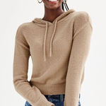 SO  Juniors Hoodie XS Beige Eyelash Plush Yard Loungewear Crop Khaki Womens NWT Photo 0