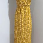 Forever 21 Women's Mustard Yellow Spotted Print Slit Maxi Dress Size S Photo 3