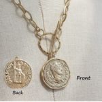 Pomina Chunky Gold Plated Fashion Toggle Necklace Antique Coin Pendant Photo 2