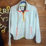Urban Outfitters Ethan Fleece Retro Half Zip Pocket Collar Popover Jacket Neon Photo 2