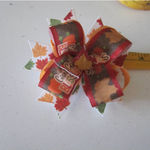 Fall Leaf Hair Ribbon For Girls 4" Boutique Bow Hair Bows Set Of 2 Photo 2
