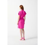 Joseph Ribkoff Ultra Pink Wrap Belted Dress Size 8 Short Sleeve Knee Length Photo 2