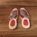 b.o.c. Red Leather Wedge Floral Cork Sandals. Sz. 8 Photo 4