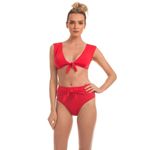 Trina Turk Getaway Knot Front Bikini Top In Red Size M/10 Photo 2