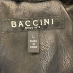 Baccini Women's Faux Leather Aviator Jacket Black Fur Collar Full Zip Size Large Photo 7