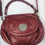 Lucky Brand Burgundy Red Leather Braided Strap Flap Purse Handbag Heart Closure Photo 1