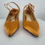 Vaila Shoes Estelle Ankle Wrap Satin Pumps size 9 in Gold Heels Pointed Toe Photo 2