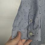 Lands' End Lands’ End Women’s Size 4 Petite Blue Striped Button Front Shirt 3/4 Sleeve Photo 3