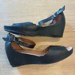 Sundance  Black Leather Perforated Cutout Wedge Heeled Sandal Size 40/8.5 US Photo 1